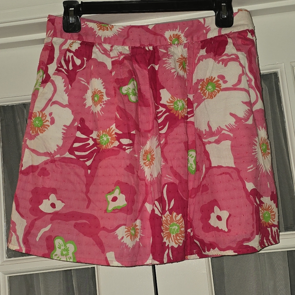 Vintage Lilly Pulitzer Pink Floral A-Line Skirt